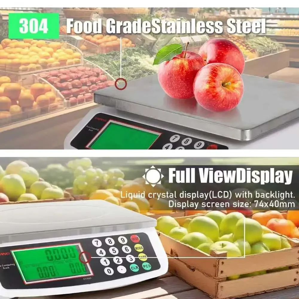 Digital Kitchen Scale 30Kg Stainless Steel Food Scale with LCD Display and Price